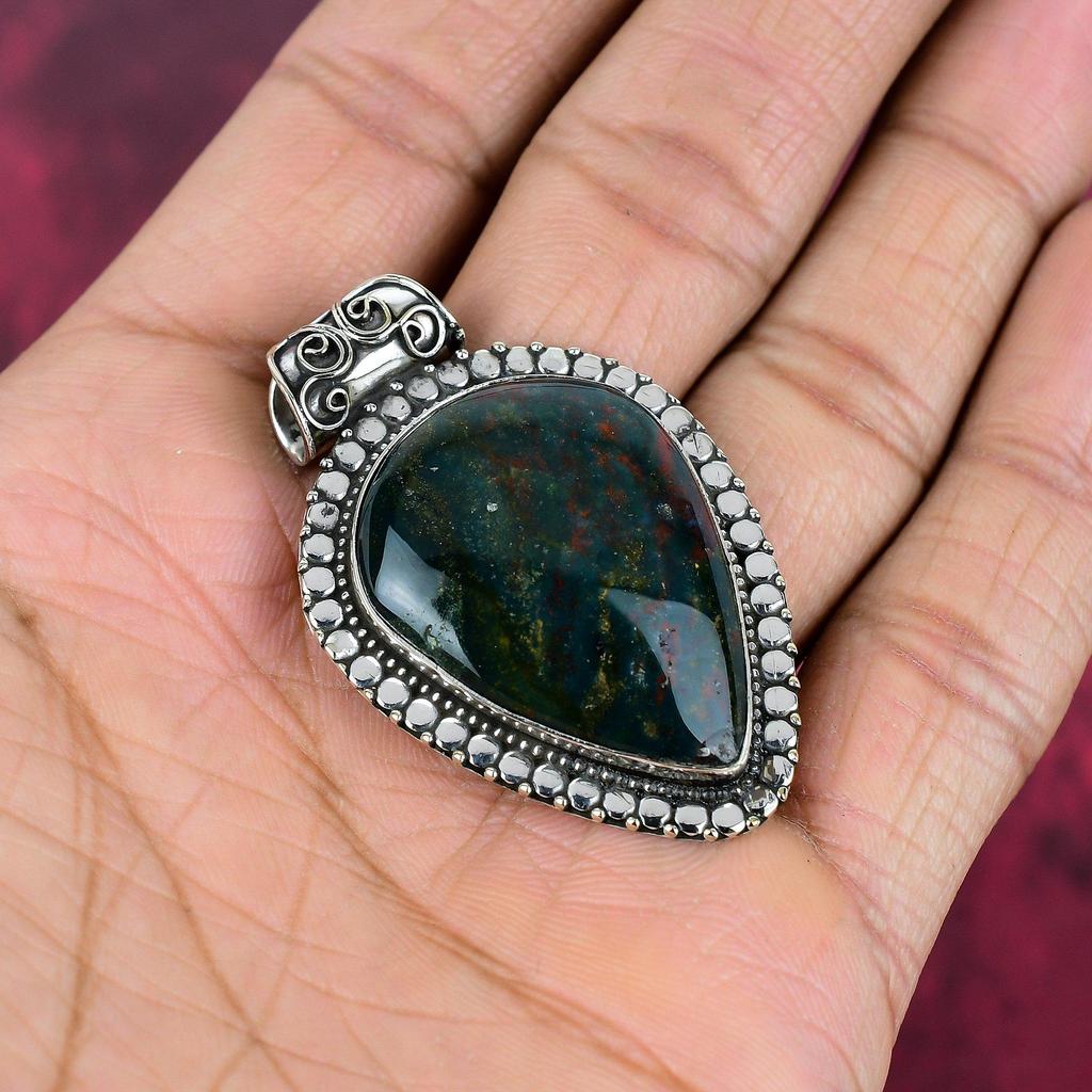 Bloodstone 925 Solid Sterling Silver Pendant Handmade Gemstone Jewelry, Gifts For Wife Brand New Pendant