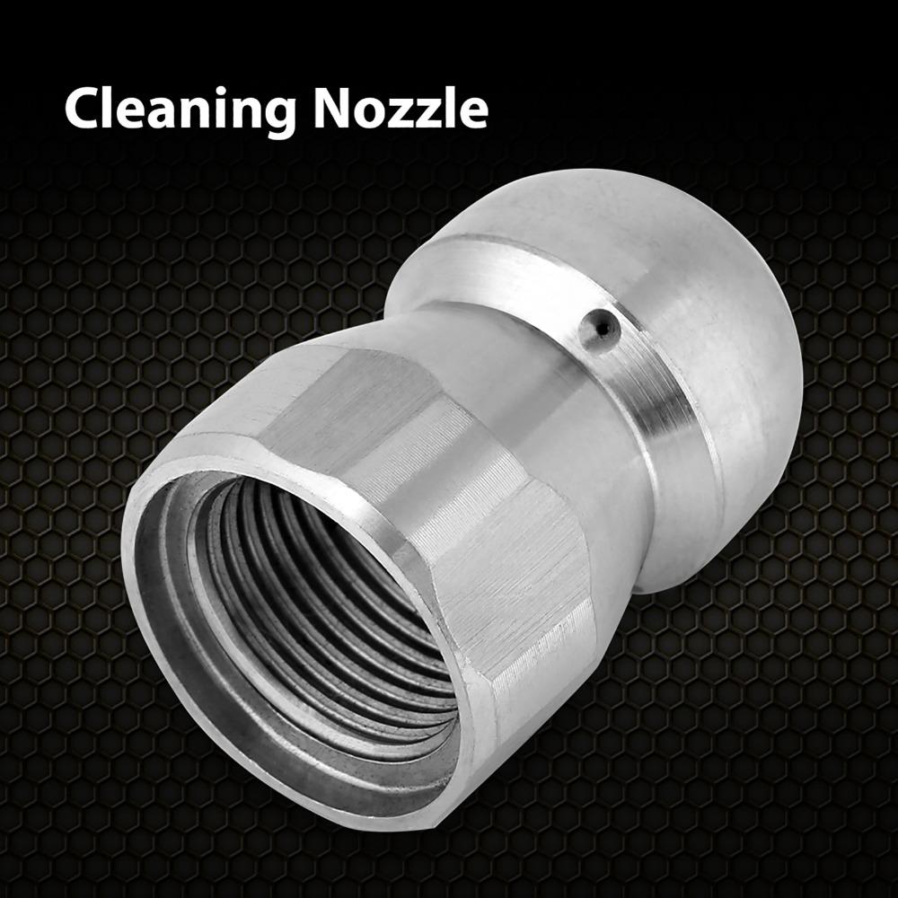 Strong Power Stainless Steel Pipe Nozzle 3/8 Inch High Pressure Drain Cleaner 1 Front 3 Rear Female Thread Spray Head Washer Use