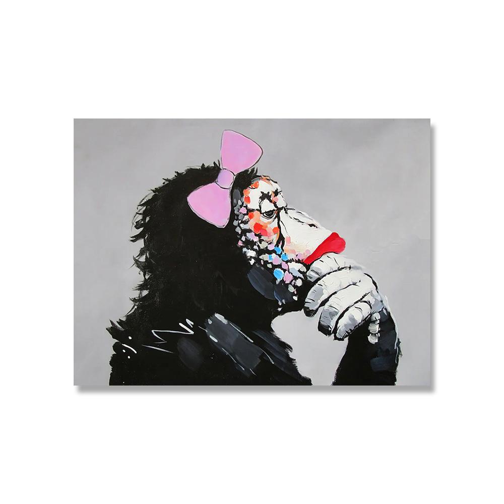 

Абстрактная акварельная живопись маслом на холсте с изображением животных, настенное искусство, обезьяна и музыка, постеры и принты, домашний декор, настенные картины 21x30cm No Framed