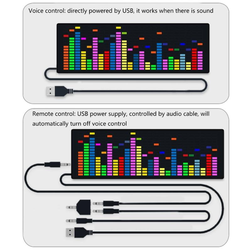 LED Music Spectrum Display RGB Colorful 1624 Segment Rhythm Light Level Voice Sensor Clock Display 384 LEDs 20 Dynamic