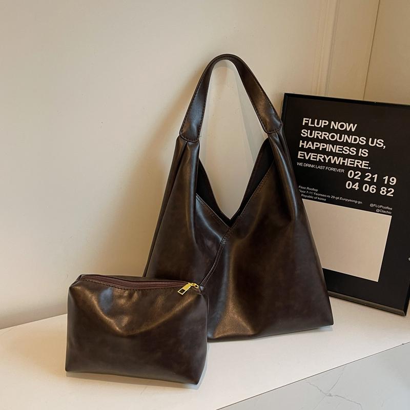 

Мягкая кожаная ретро-сумка женская большая вместительная сумка через подмышку сумка для поездок на работу кофейный