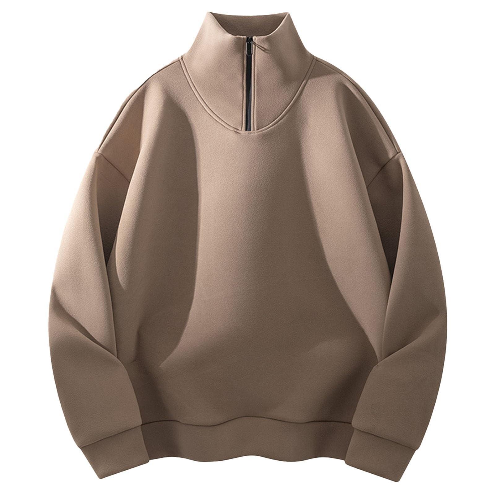 

Мужская повседневная уличная толстовка с воротником-стойкой, однотонная, с длинными рукавами и воротником-стойкой L