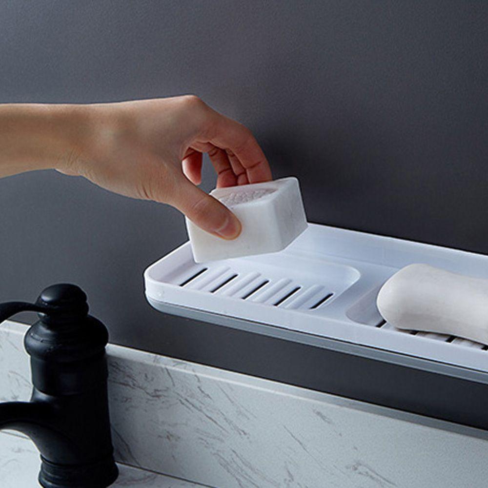 Bathroom Drain Wall Mounted Tray Double Grid Storage Rack Soap Dishes Hanging Shelf Soap Holder