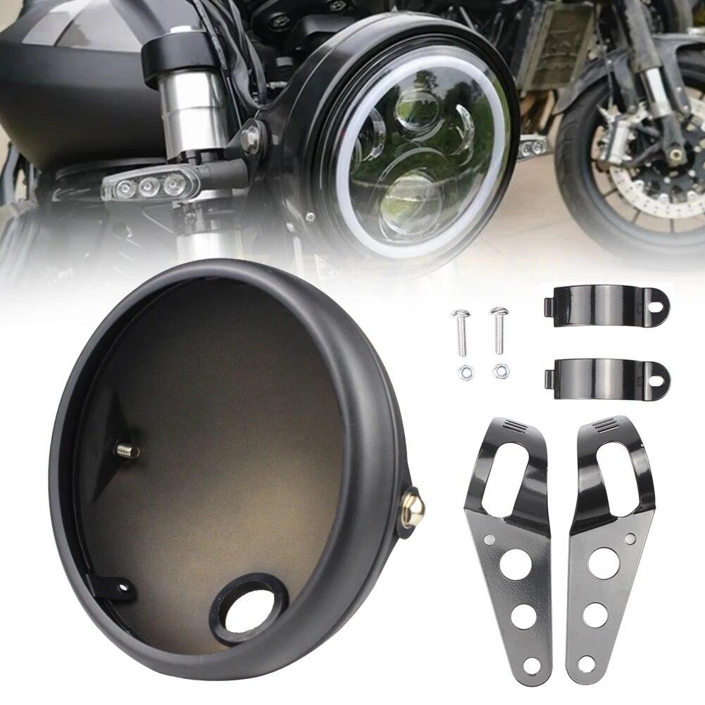 7 Inch Retro Modified Motorcycle LED Headlight Housing Bucket Headlight Base Headlight Shell Bucket Housing Shell Trim Holder