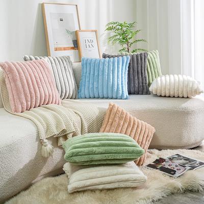 45x45cm Doppelseitige Plüsch-Dekokissenbezüge aus Kunstfell Breiter Streifen Couch-Kissenbezug Weiche Flauschige Kissenbezüge JAF068
