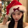 Christmas Hat Plush Bow Santa Hat Red Black Christmas Hat Headwear Beanie Xmas 2025 New Year Festive Party Supplies