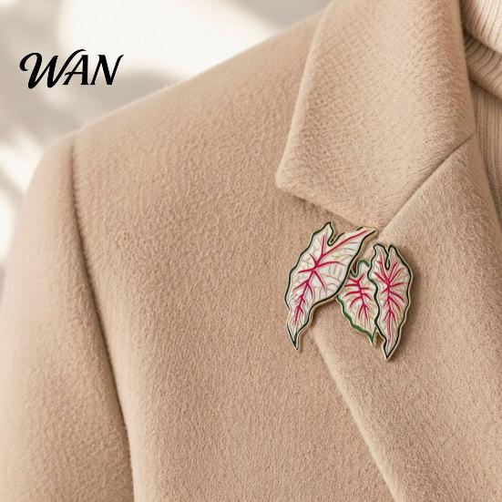 Farbverlauf Brooch Legierung Brooch, Emaille Blatt Design Anstecknadel, Pflanzenliebhaber Abzeichen mit Glatten Linien Pin Helle Farbe, Frischer Stil für Hemden