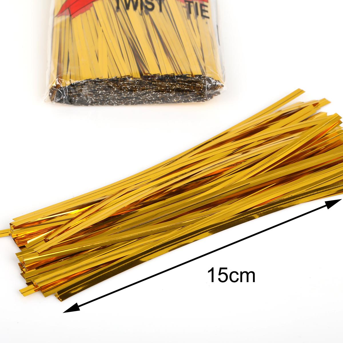 

800 шт., упаковка для свадебного торта, практичные металлические ленты для вечеринки, завязка, проволочная сумка, подарок для конфет, леденец, украшение для дома 15cm золотой