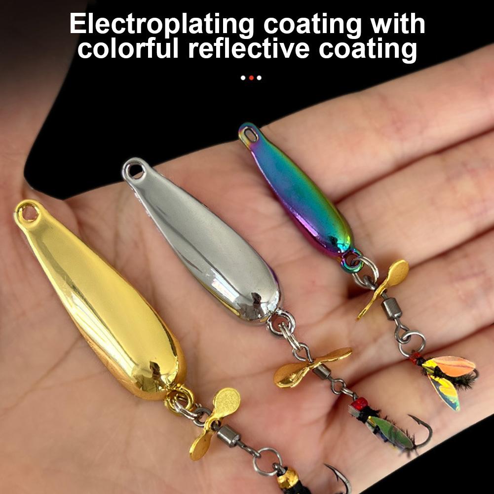 5Pcs/Box Fly Fishing Lures Rotating Spinner Fly Hooks Artificial Spoon Bait Flies Insect Lures Bait Trout Bass Fishing Lures