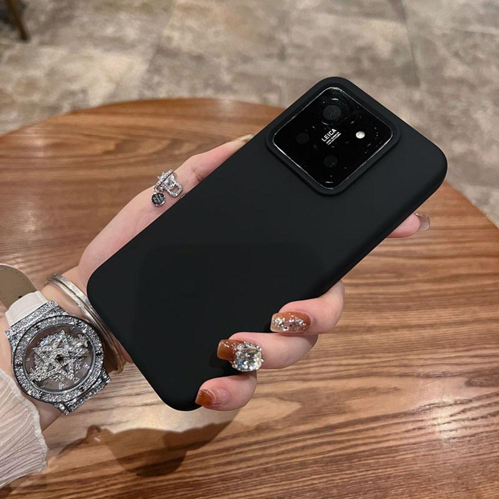 Para Capa Xiaomi 14 Silicone Líquido + PC Agradável à Pele Capa de Telefone