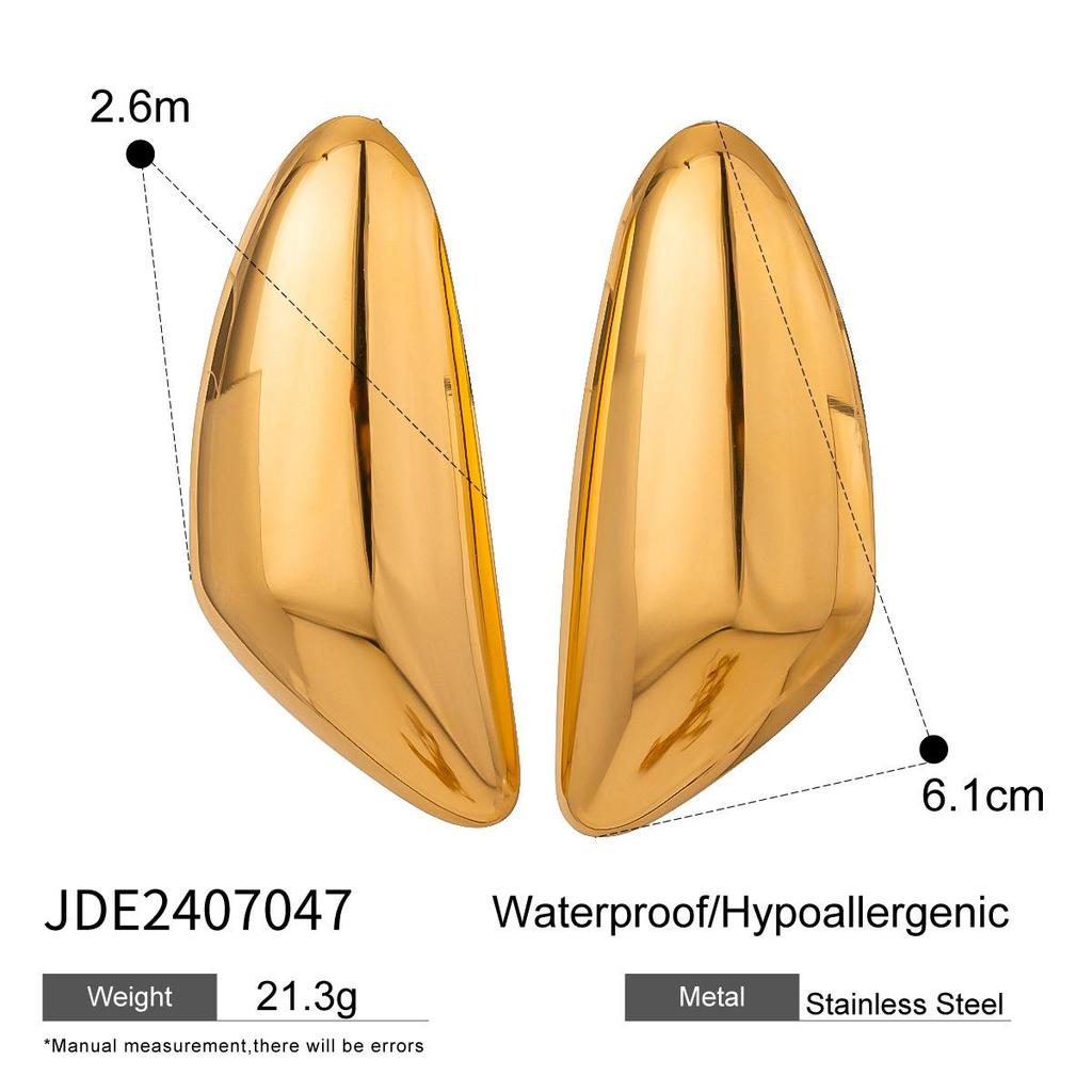 Jieding Exaggerated 18k Gold-Plated Stainless Steel Stud Earrings - Elegant Color-Preserving Jewelry