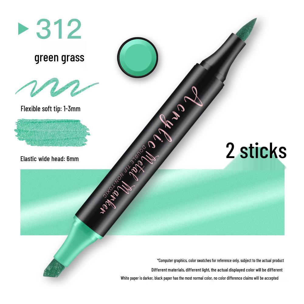 Glitter Acrylic Dualtip Metallic Brush Pens Waterproof Quickdry And Nonfading