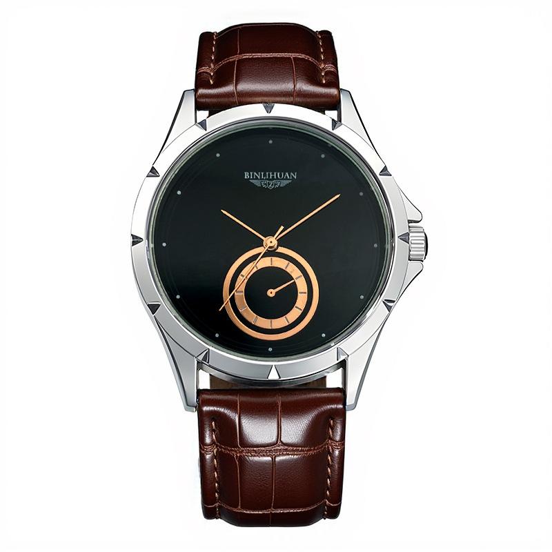 Minimalist Business Watch for Men Quartz Clock Leather Wristwatch