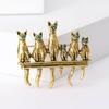 Vintage Enamel Cat Brooches for Women Rhinestone Animal Kitten Pins Event Party Gifts Backpack Decoration Clothes Accessories