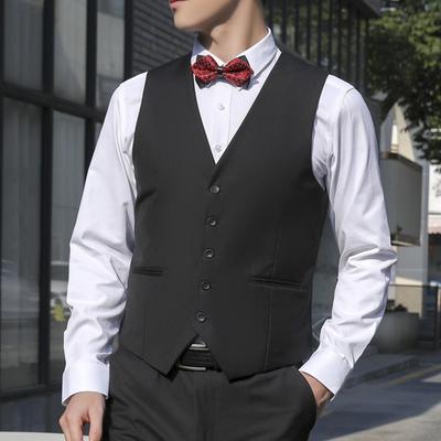 Men Suit Waistcoat V-neck Sleeveless Single Breasted Suit Vest with Pockets Solid