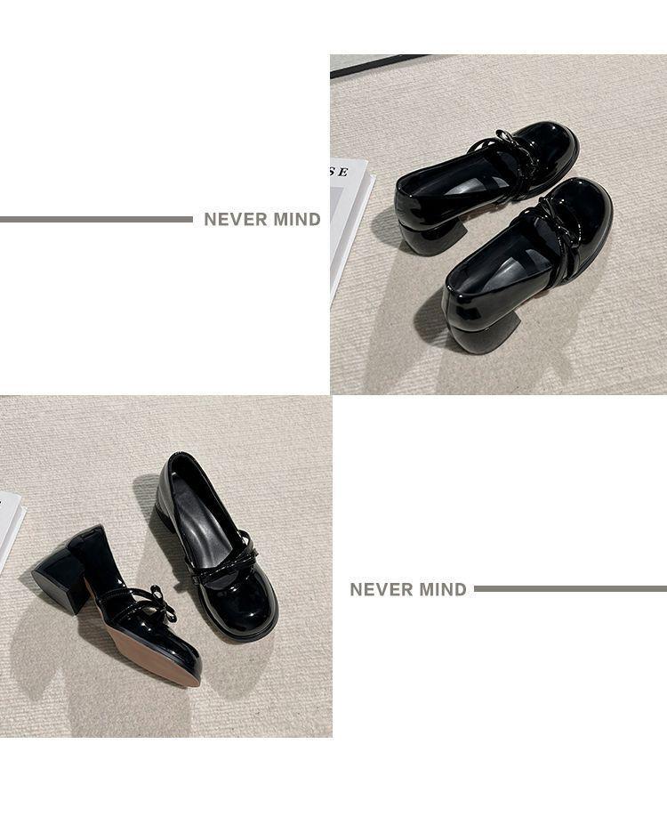 Fairy Style Black Mary Jane High Heels with Bow - Women's 2024 Fashion, All-Match, Comfortable Skirt Shoes