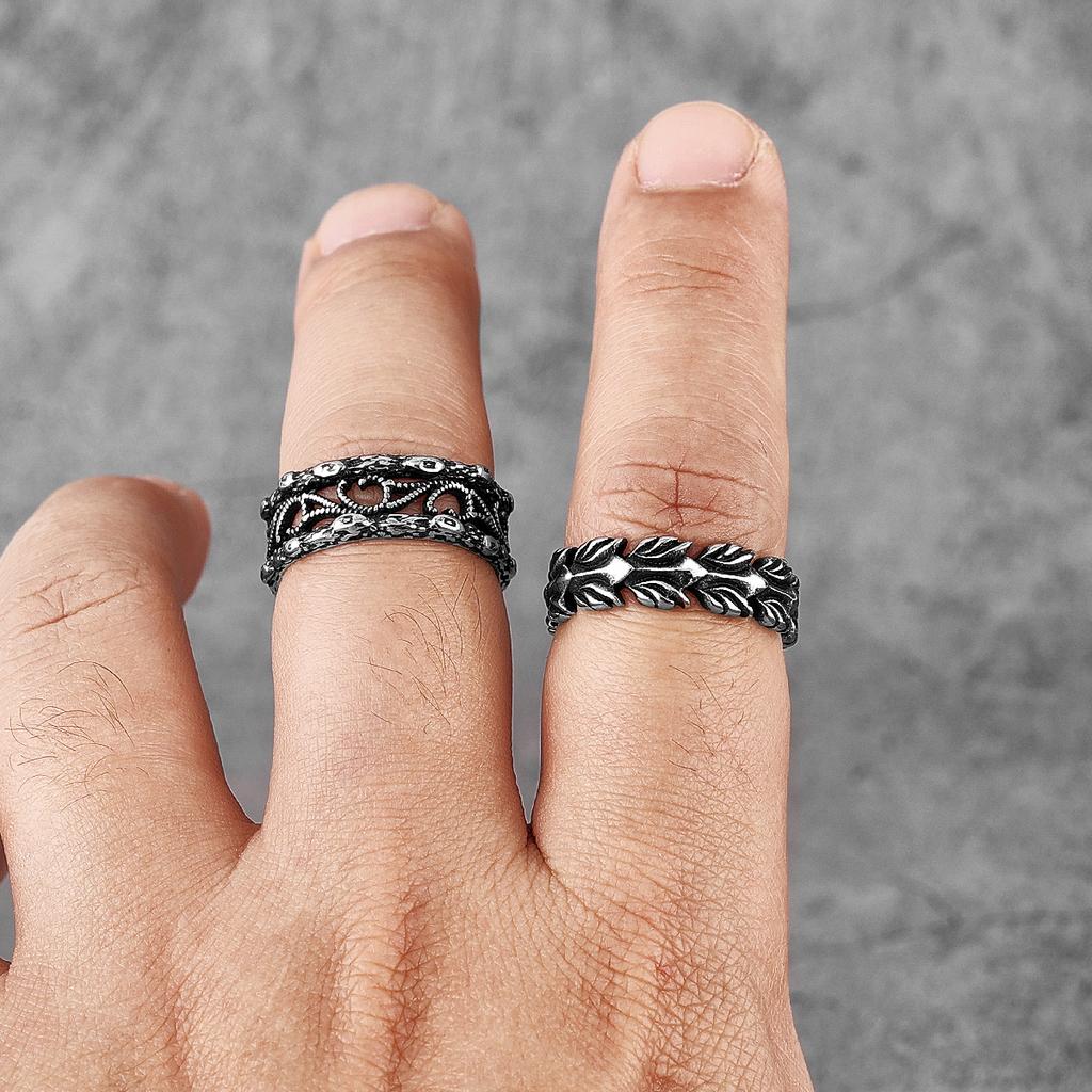Lucky Olive Branch Stainless Steel Mens Rings Trendy Punk Amulet for Male Boyfriend Biker Jewelry Creativity Gift Wholesale