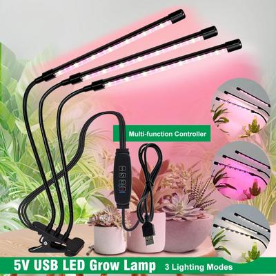 1200LM Luminous Flux Clip-On LED Grow Light with Gooseneck 1/2/3/4-Head Growing Lamp Kit 5V USB Powered Timer & Dimmable, for Greenhouse Hydroponics