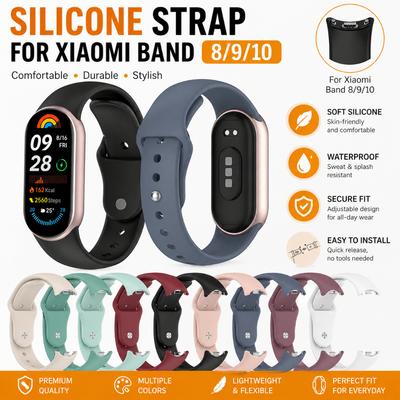 Für Xiaomi Band 8 9 10 Armband SmartWatch Zubehör Silikon Sport Ersatzarmband pulseira correa Für MiBand 10 Armband