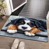 Bourne Mountain Dog Pattern Flannel-printed Floor Mats Has Non-slip Function Is Suitable for Entrances Bathroom Welcome Carpets