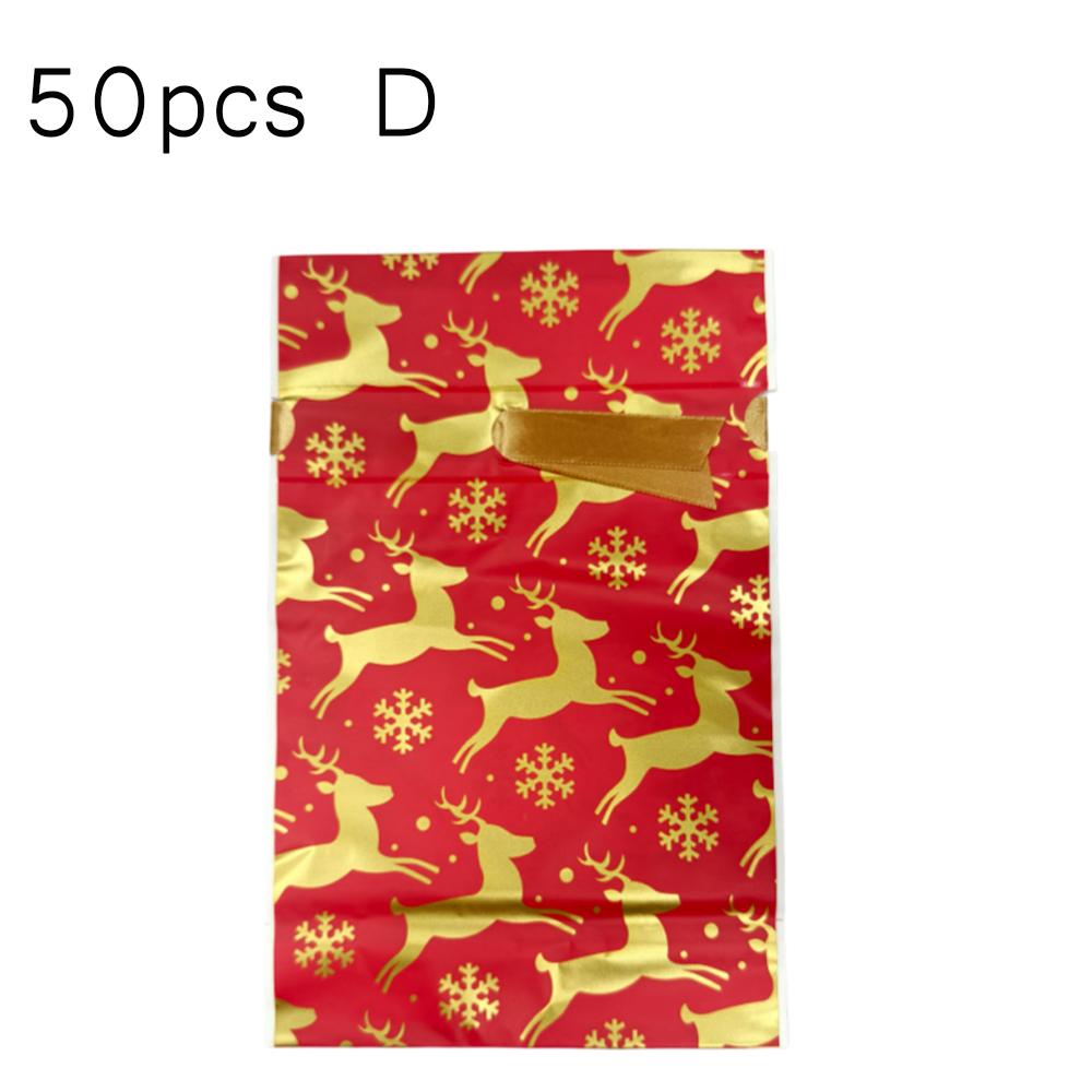 50pcs Christmas Candy Bags Santa Cookie Biscuit Packaging Bag  Home Gift Rebate Decoration For New Year Christmas Gifts