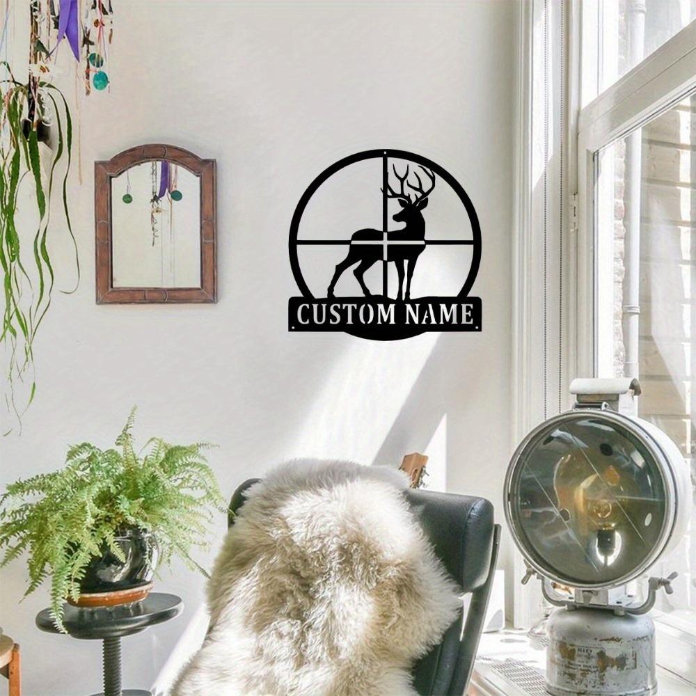 Metal Deer Antler Wall Art Hunting Cabin Decor Rustic Nameplate Wildlife Theme Ornament Gift