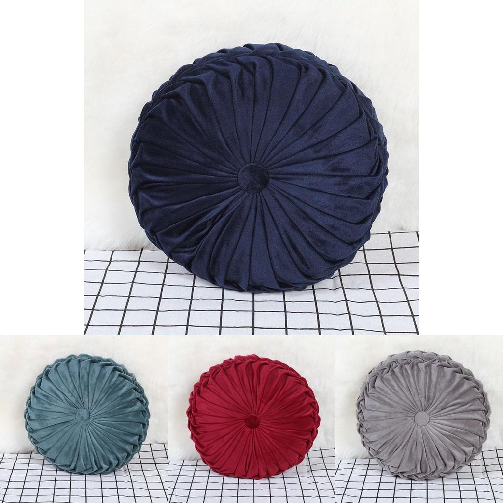 Luxurious Plush Pleated Round Pumpkin Pillow Soft Touch Couch Cushion Floor Decor