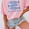 New Sardine Printed Womens Tshirt Canned Fish Casual Shirt Tomato Girls Coastal Summer Girls Fashion Casual Cotton Tshirt