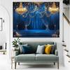 2D Blaue Goldene Kronleuchter Kulisse für Hochzeitsfotoshooting