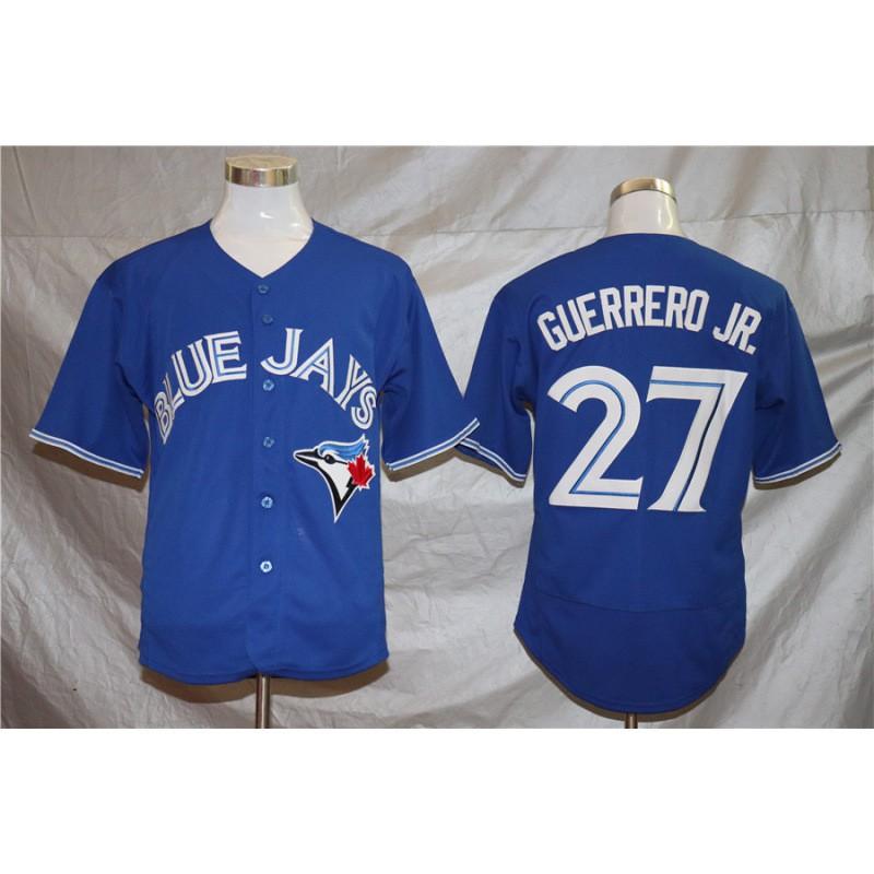 Toronto Blue Jays 27 Baseball Jersey Loose Fit Button-Up Shirt Men Sports Fan Apparel