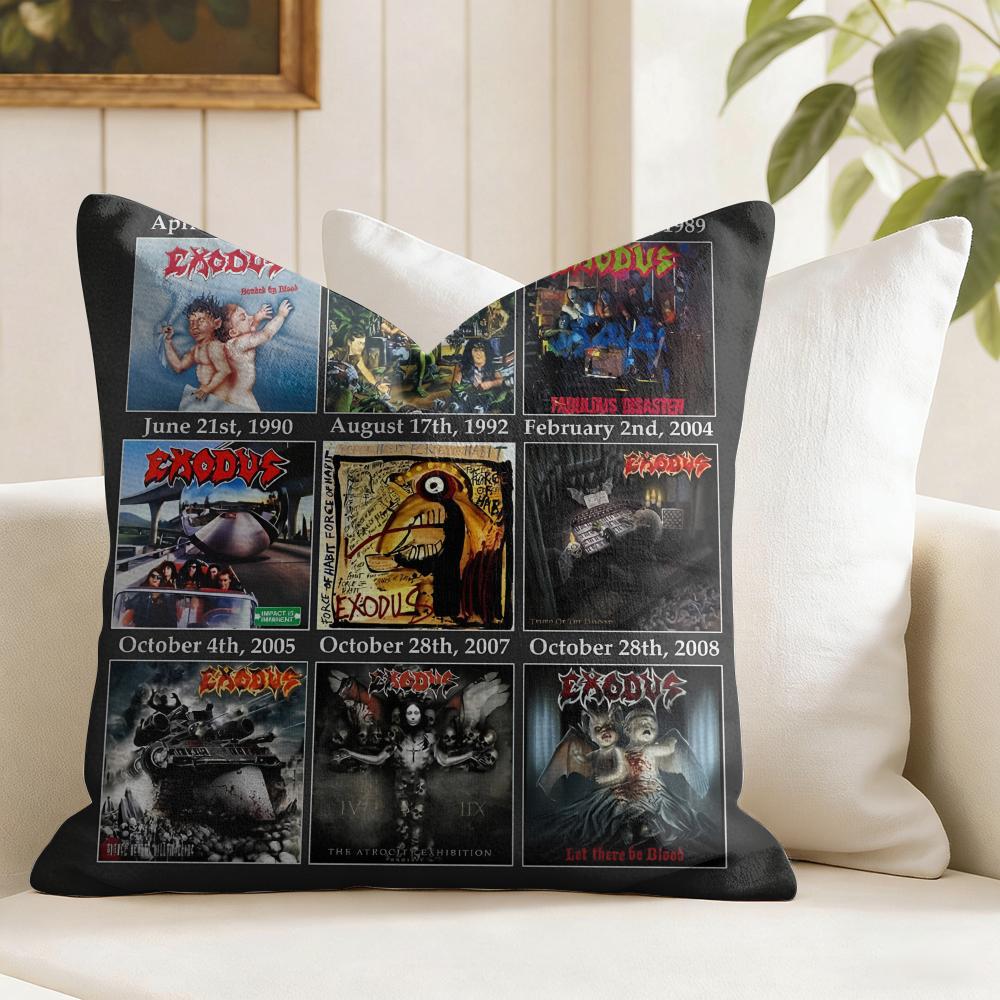 Rock BandEExoduss Cushion Cover Eco Linen Pillow Case DoubleSided Print Breathable Durable Zipper Home Decor Gift