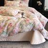 French Pastoral Oil Painting Style 100S Pure Cotton Satin Long-Staple Cotton Four-Piece Digital Printing Bedding
