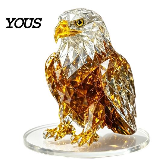 Decorative Desk Figurines Geometric Faux Crystal Animal Sculpture, Sparkling Acrylic Cat/Owl/Eagle/Dog Statue, Unique Birthday Gifts for Her
