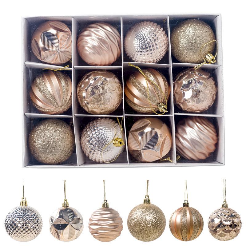 Spot 6cm powdered Christmas balls, 12-pack set, Christmas tree hanging balls, shopping mall window decoration balls, wholesale from manufacturers
