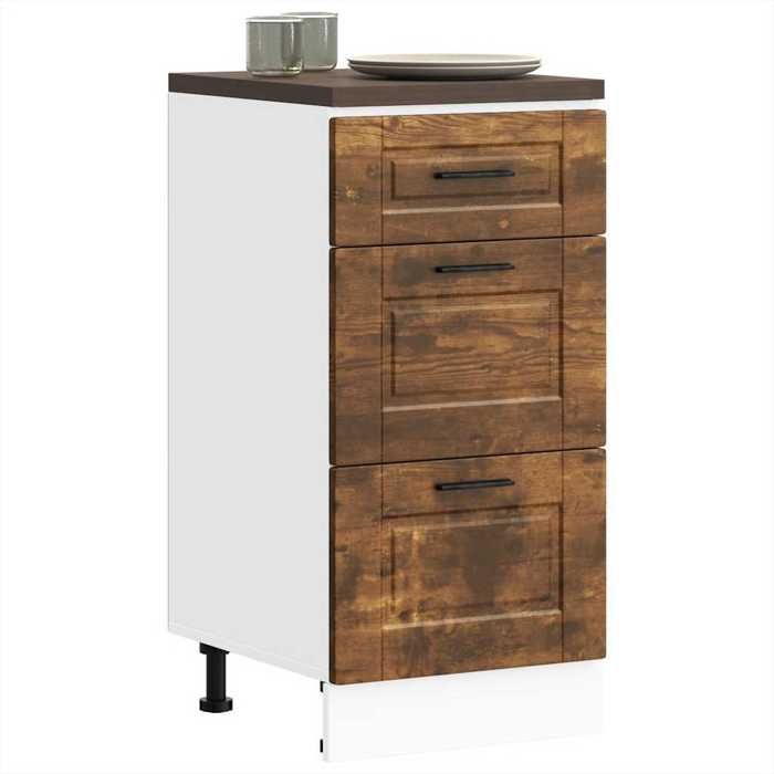 VidaXL Armoire de cuisine Porto chêne fumé bois d'ingénierie, meuble d'évier, meuble de cuisine avec tiroir, meuble de 854225