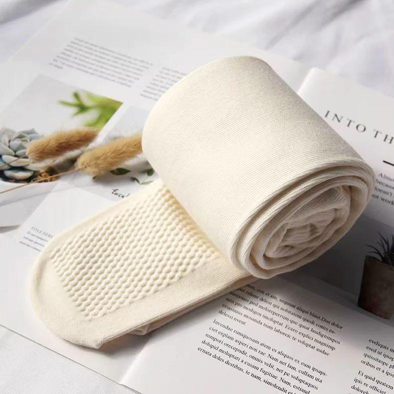 Women's Fleece-Lined Ribbed Cotton Stripe Leggings: Thick High-Waisted Pantyhose for Autumn/Winter, Slimming & Warm.