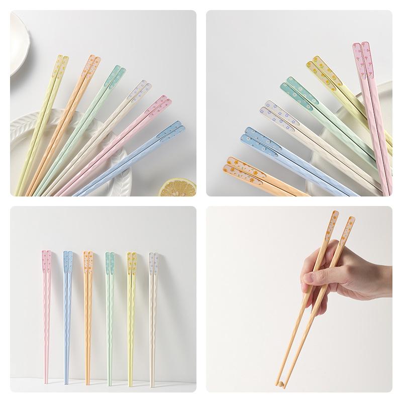 Colorful Fiberglass Chopsticks 5 Pairs Dishwasher Safe BPA Free Non-slip Reusable for Home Kitchen Dining
