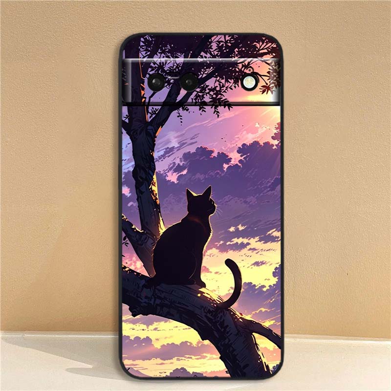 

Мультяшный Кот Милый Для Google Pixel 10 9a 9 8A 8 7 7A 6 6A Pro XL 2024 5G Черный Мягкий ТПУ Силиконовый Чехол для Телефона Google Pixel 9