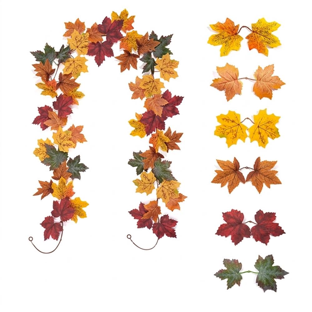 Vibrant Autumn Leaf Hanging Vine Flexible Faux Fall Leaves Strings Outdoor Decor
