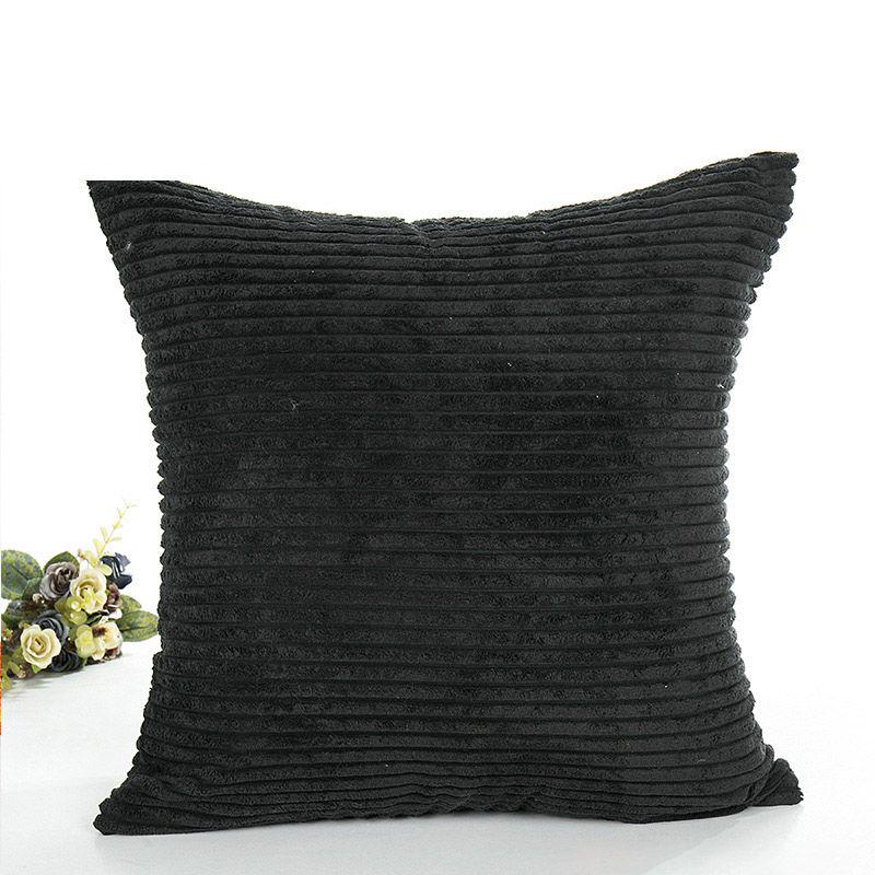 

Luxuriously Soft Striped Corduroy Pillow Case For Sofa And Home Decor чёрный