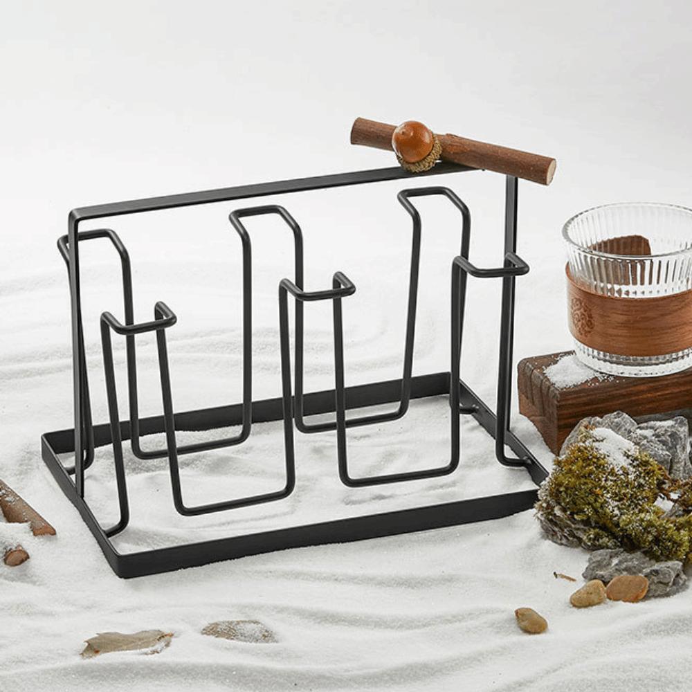 With Tray Tea Cup Rack Durable Water Cup Shelf Cup Accessories Glass Cup Stand Hospitality