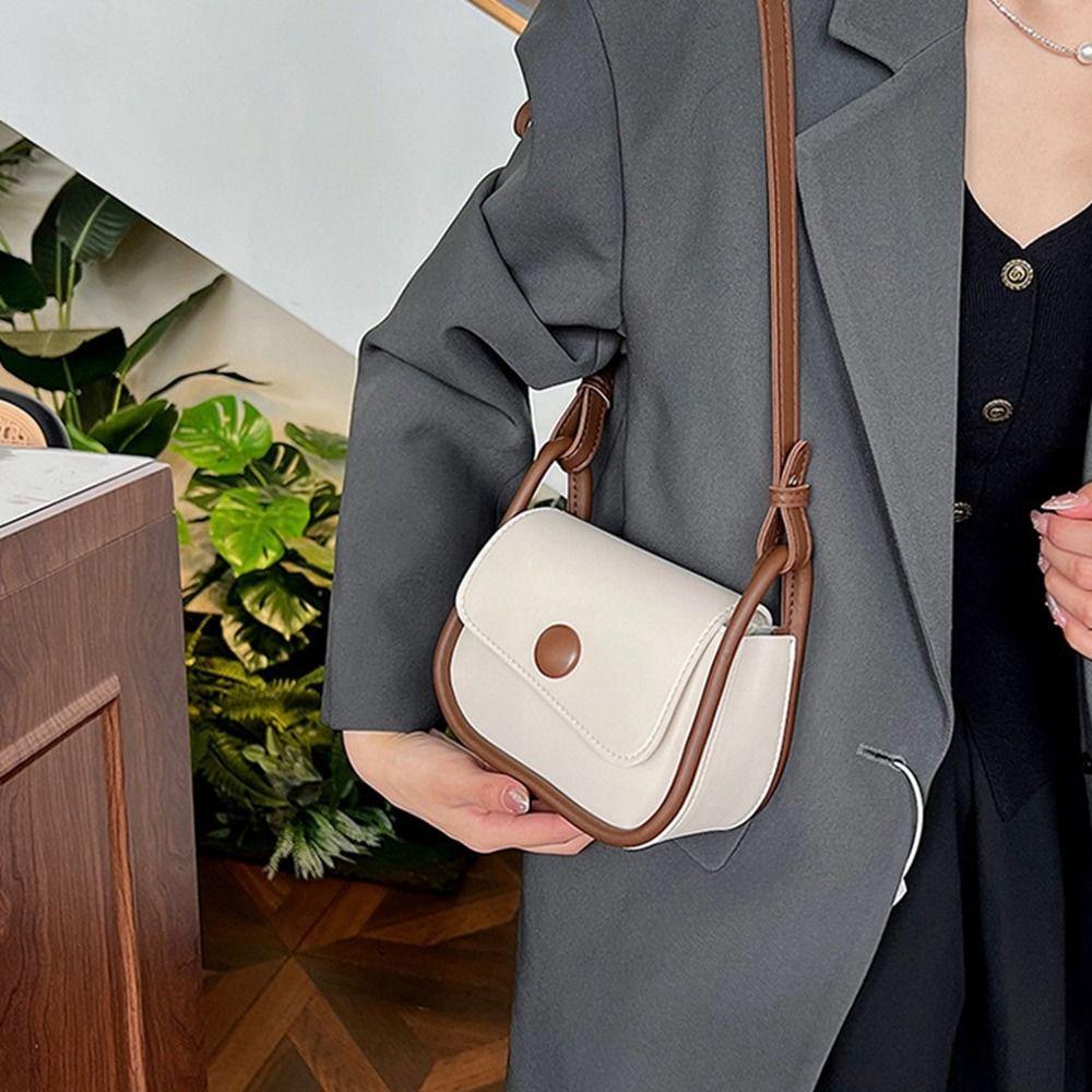 Solid Color Small Square Saddle Bag Korean Style Crossbody Bag Fashionable Shoulder Bag  Outdoor