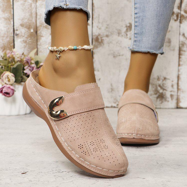 Women s Lace-up Wedge Heel Closed-toe Half Slippers - Plus Size Summer Sandals 42