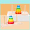 Wooden Large Rainbow Tower Stacking Toy For Kids Educational Brain Teaser Gift