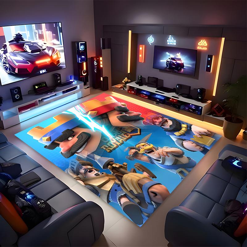 1pc Clash Royale Print Area Rug - Soft, Washable Non-Slip Indoor Mat for Office Chairs, Living Room, Home Office Decorative Rug