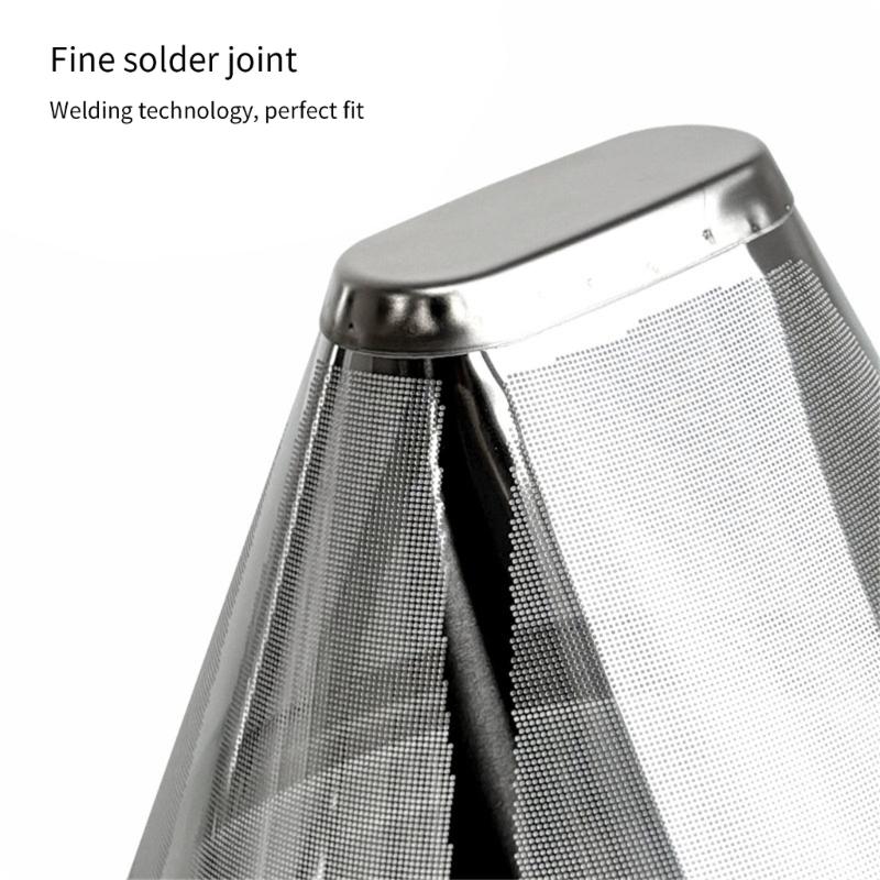 Stainless Steels Coffee Filter Fine Mesh Screen Reusable Cone Shape Strainer for Espresso Coffee Maker Machine Part