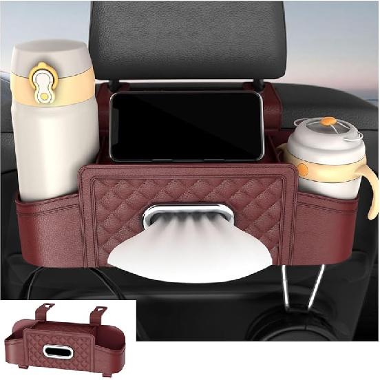 Mandark Car Headrest Backseat Storage Bag,Multifunctional car seat back storage box,With drink cup holder and hook,Car Travel