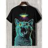 Men's Funny Animal Cat Printed T Shirt Short Sleeved Tee Tops 3D Print O-Neck Shirts Party Summer Casual Men's Clothing Apparel