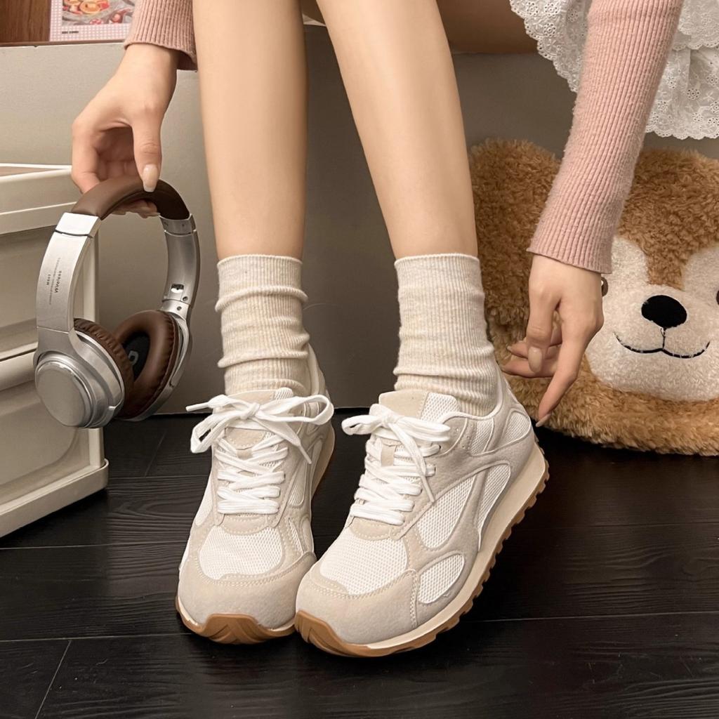 2025 Spring New Forrest Gump Women's Shoes Versatile Comfortable Flat-bottomed Lace-up German Training Shoes Fashion Trend Casual Sports Shoes