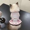 Dog clothes Autumn and winter rainbow striped dress Bigbear cat teddy Pomeranian small dog velvet pet vest